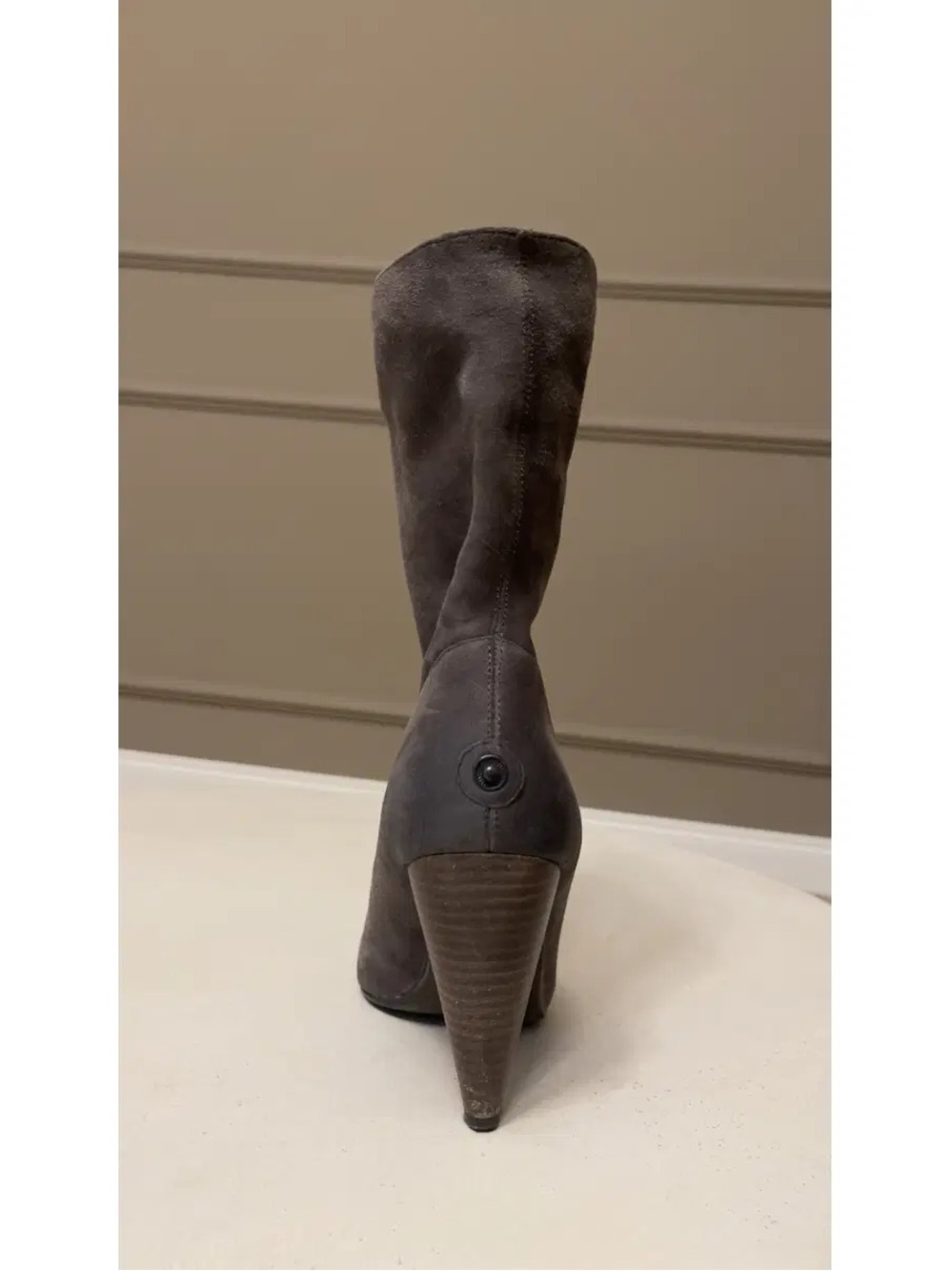 Ash Gray Suede Slouch Ankle Booties - Picture 3 of 8